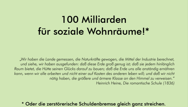 Grünen-LMV-Aktion: 100 Milliarden für soziale Wohnräume*